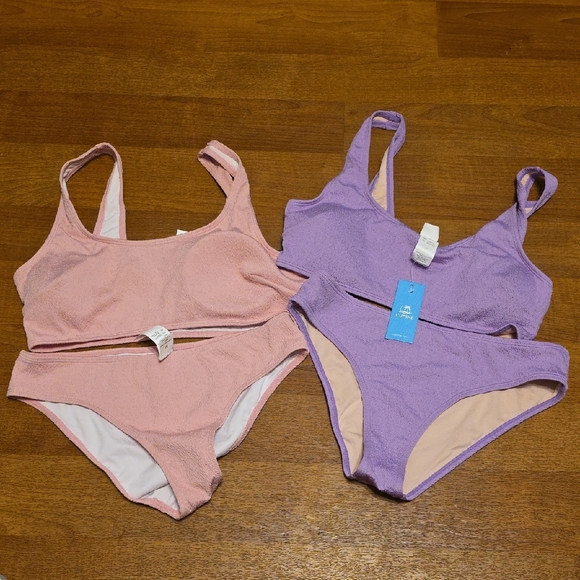 Cupshe Other - Cupshe Pink and Purple Bikinis Swimsuit with Textured Finish. Size M